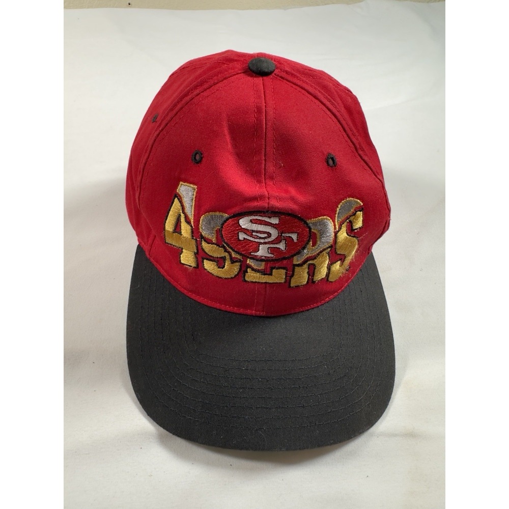 San Francisco 49ers Hat Men Vintage 90s Red Black Snapback NFL Big Logo